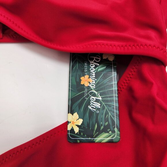 Red Cutout One-Piece Swimsuit Adjustable Straps Blooming Lily Womens Size L - Picture 4 of 5